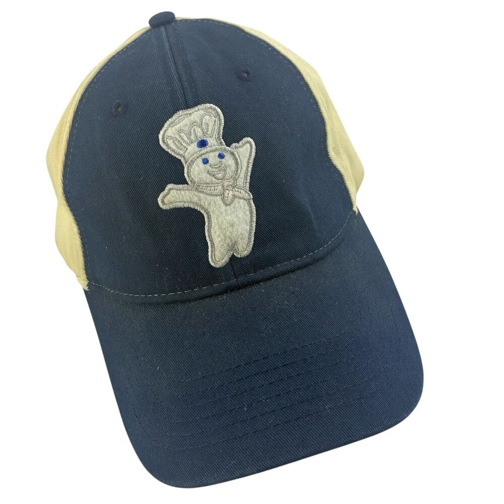 Vtg Pillsbury Doughboy Color block Blue Khaki 2005 Baseball Hat Embroidered Cap